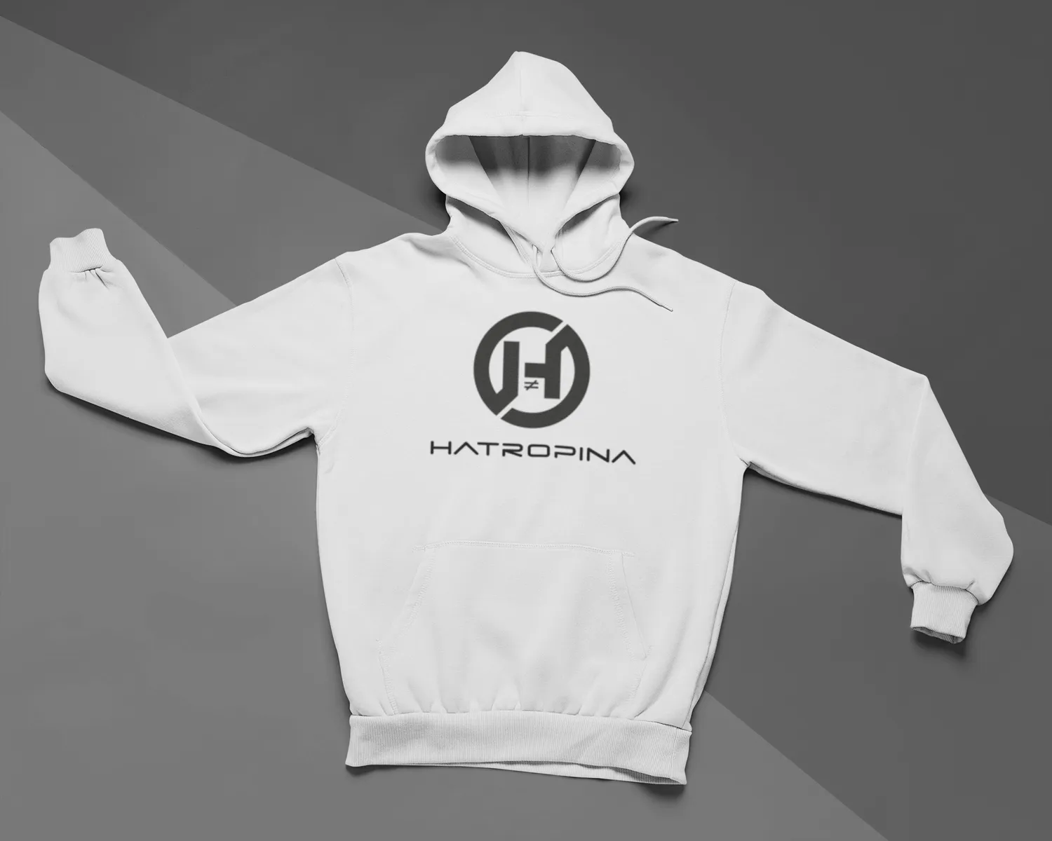 Hatropina W Logo Team felpa cappuccio unisex bianca cotone