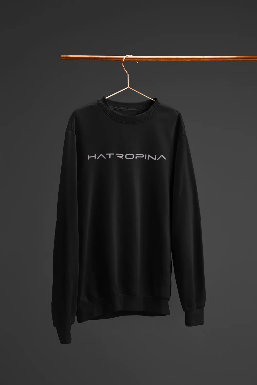 Hatropina felpa girocollo unisex nera cotone bio
