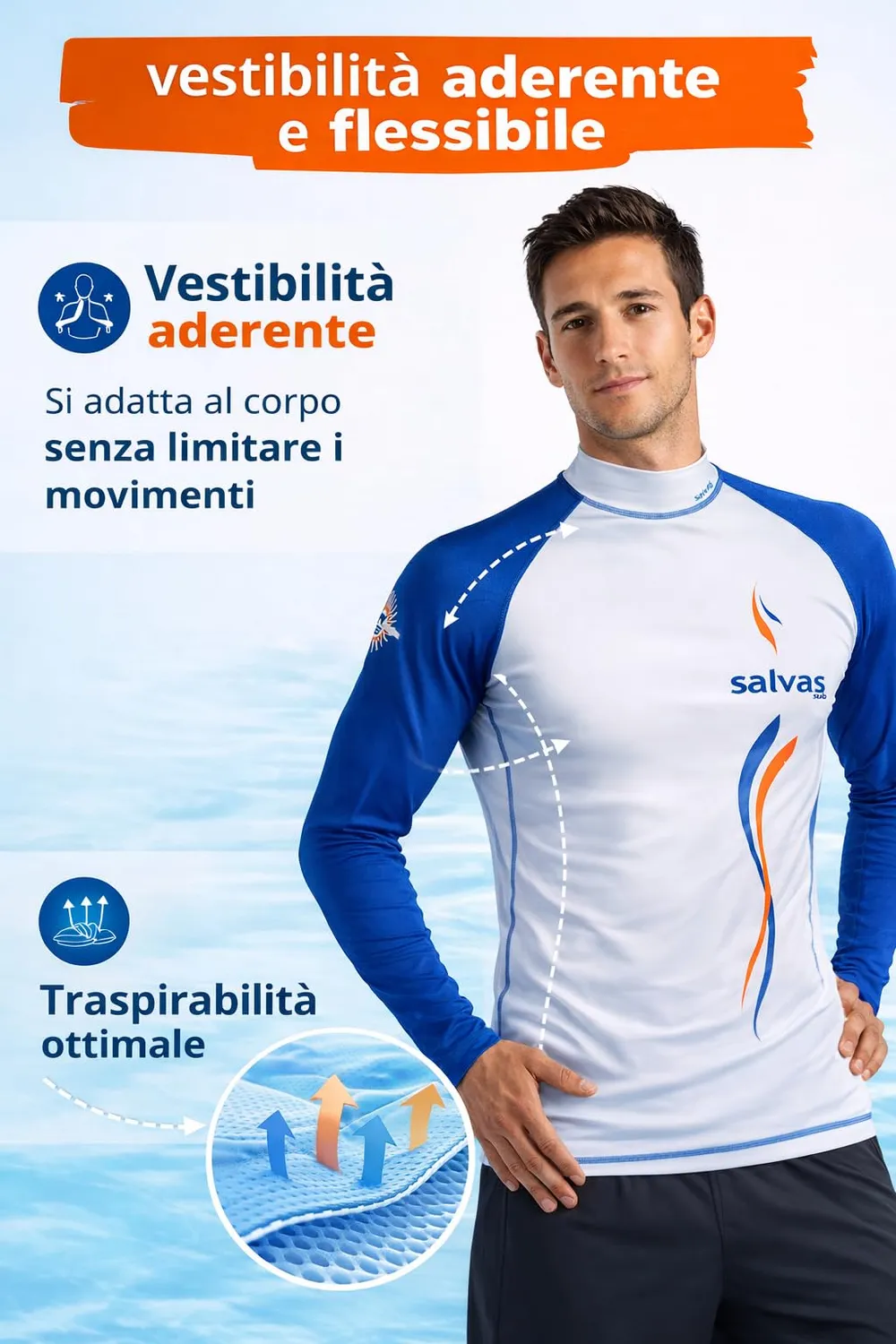 Salvas Rashguard maglia maniche lunghe L anti UV UPF 50+
