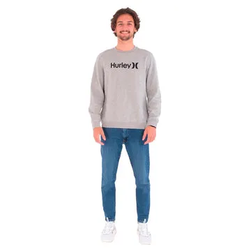 Hurley O&O felpa uomo girocollo grigio cotone