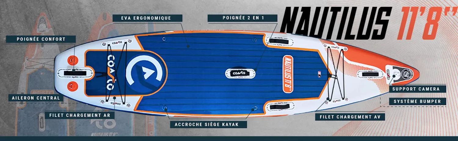 Coasto Nautilus 11'8 SUP gonfiabile stabile ottanio