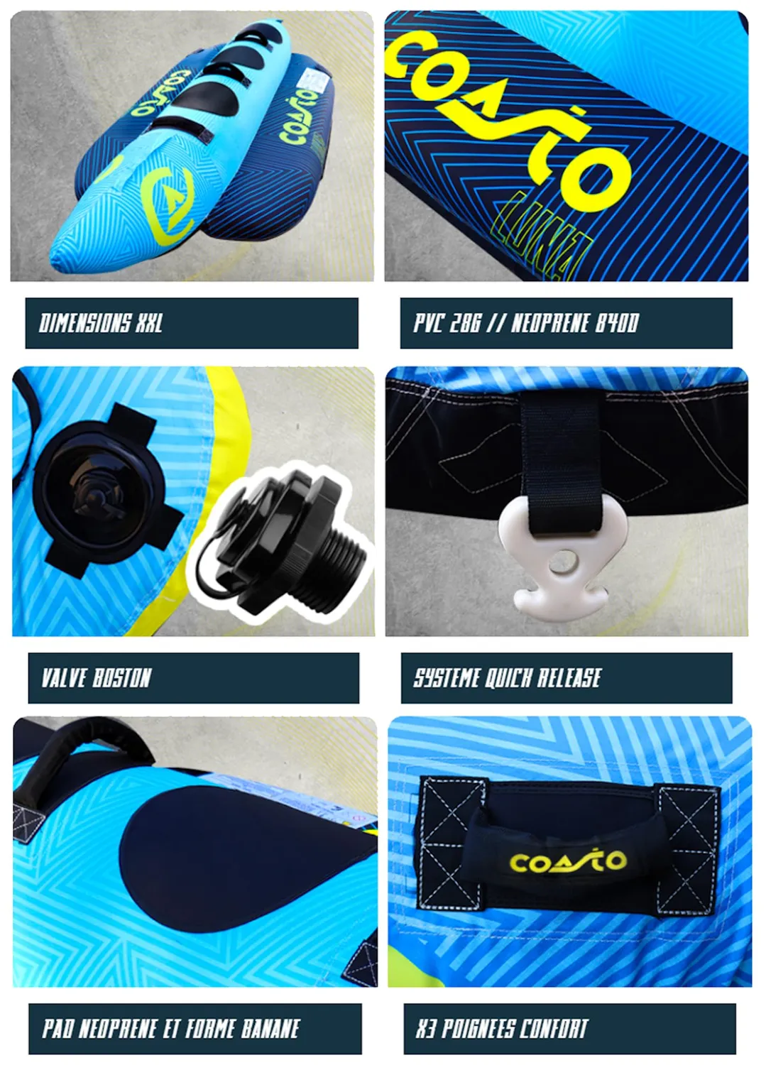 Coasto Luna banana trainabile 3 posti 300 cm blu 3P
