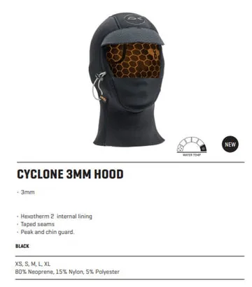 Dakine Cyclone cappuccio muta 3 mm con visiera