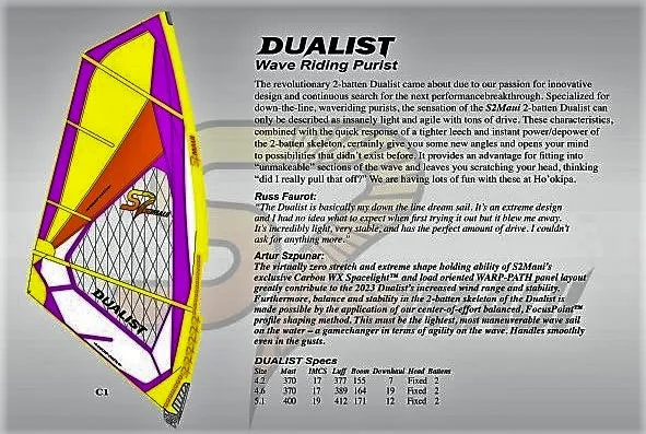 S2Maui Dualist 2023 vela wave 2 stecche