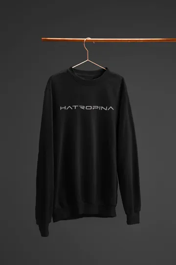 Hatropina BL felpa girocollo nera in cotone organico
