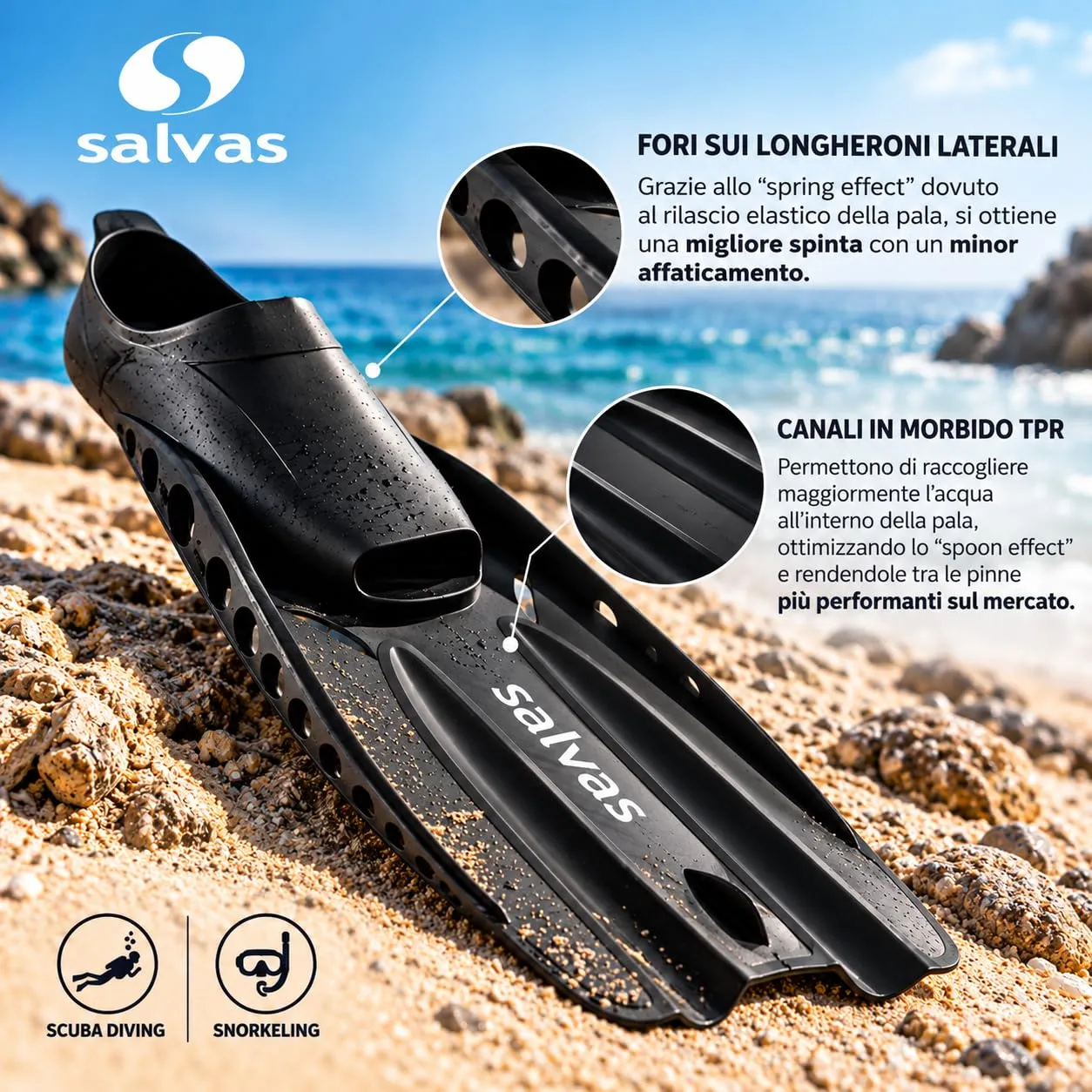 Salvas Advance pinne snorkeling scarpetta chiusa Italy