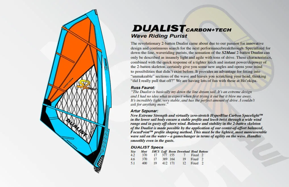 S2Maui Dualist 2025 vela wave 2 stecche carbon tech