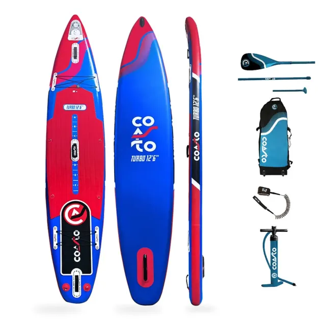 Coasto Turbo tavola SUP gonfiabile 12'6'' blu rosso rigida