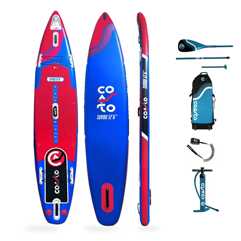 Coasto Turbo tavola SUP gonfiabile 12'6'' blu rosso rigida