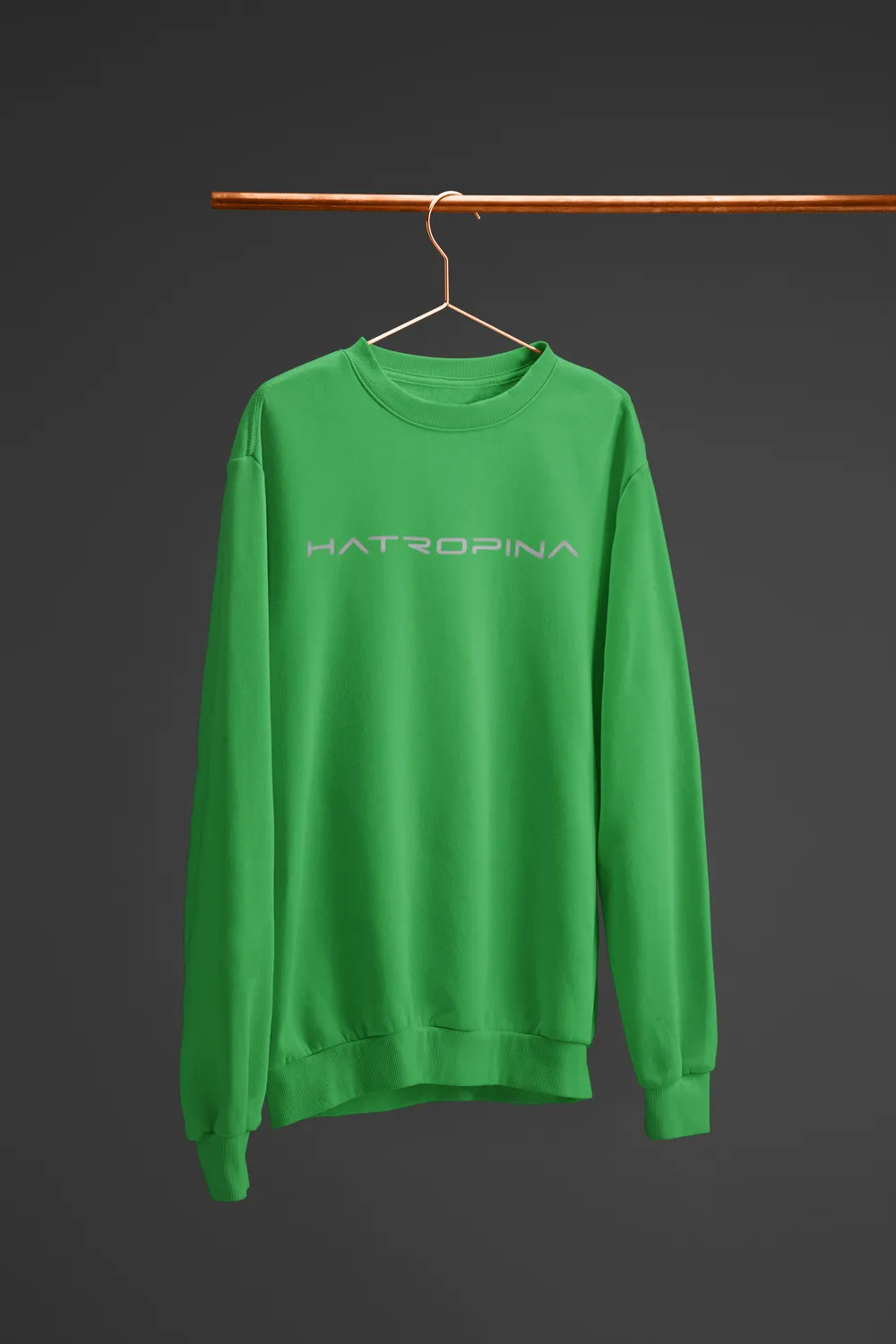 Hatropina felpa girocollo unisex verde melange garzata