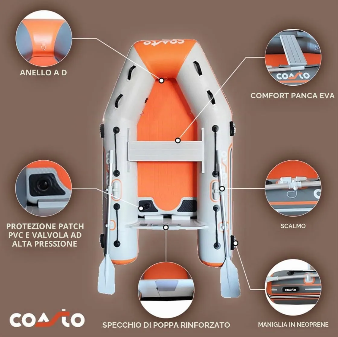 Coasto DS tender gommone 250 alta pressione 4 HP