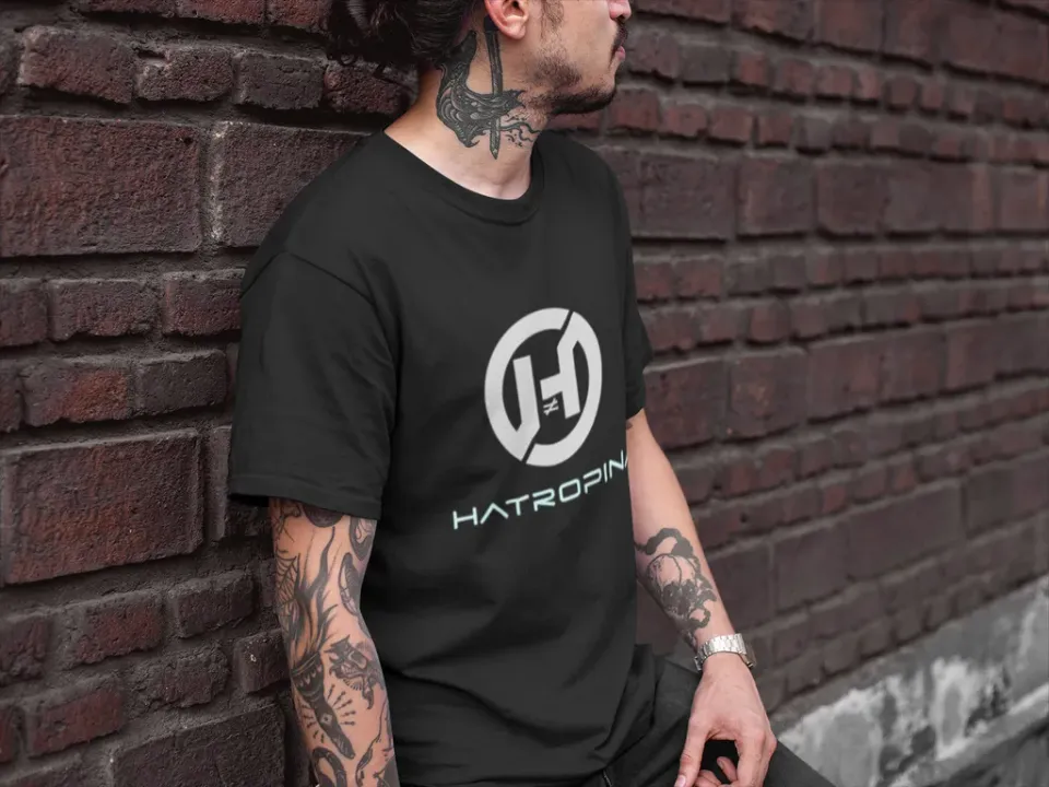 Hatropina B Logo Team t-shirt nera cotone bio