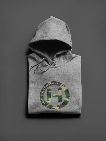 Hatropina Logo Camo Felpa Cappuccio Cotone Grigia