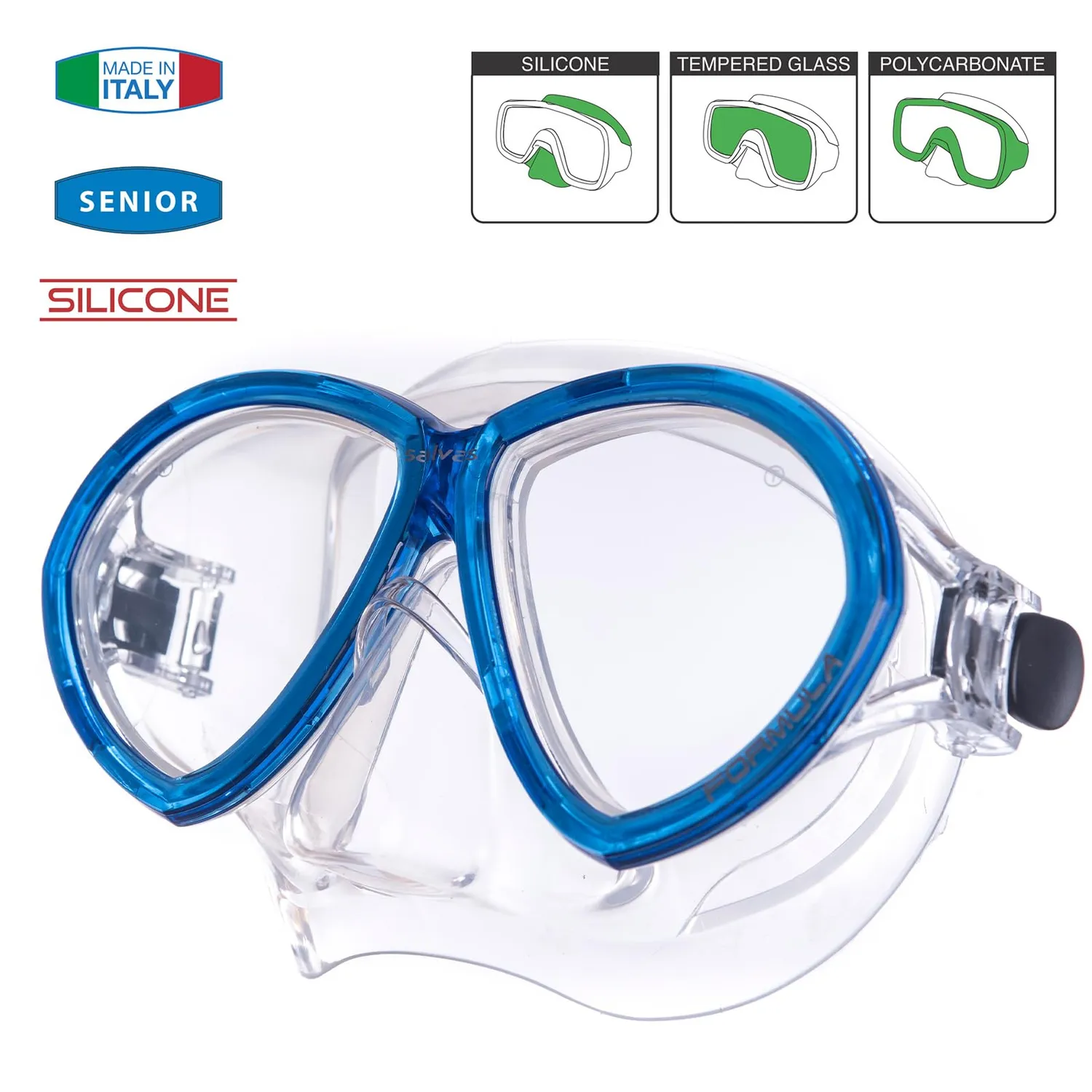 Salvas Formula maschera sub blu doppia lente vetro temperato