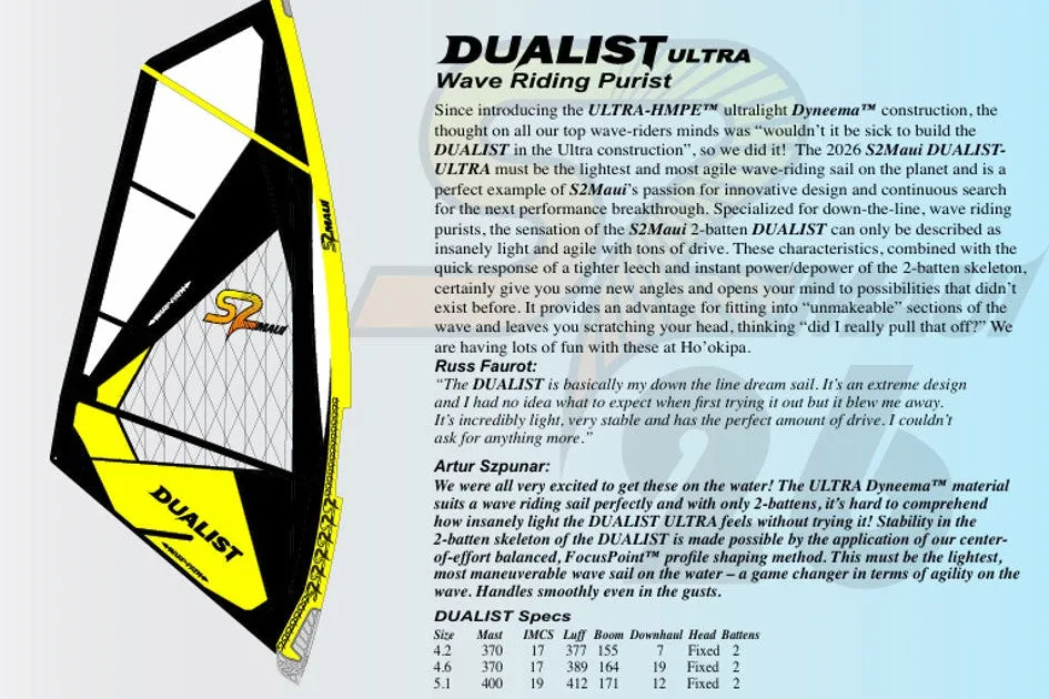 S2 Maui Dualist 2026 vela windsurf Ultra-HMPE onda