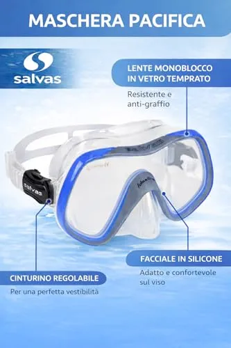 Salvas Pacific maschera sub blu monovetro visi larghi