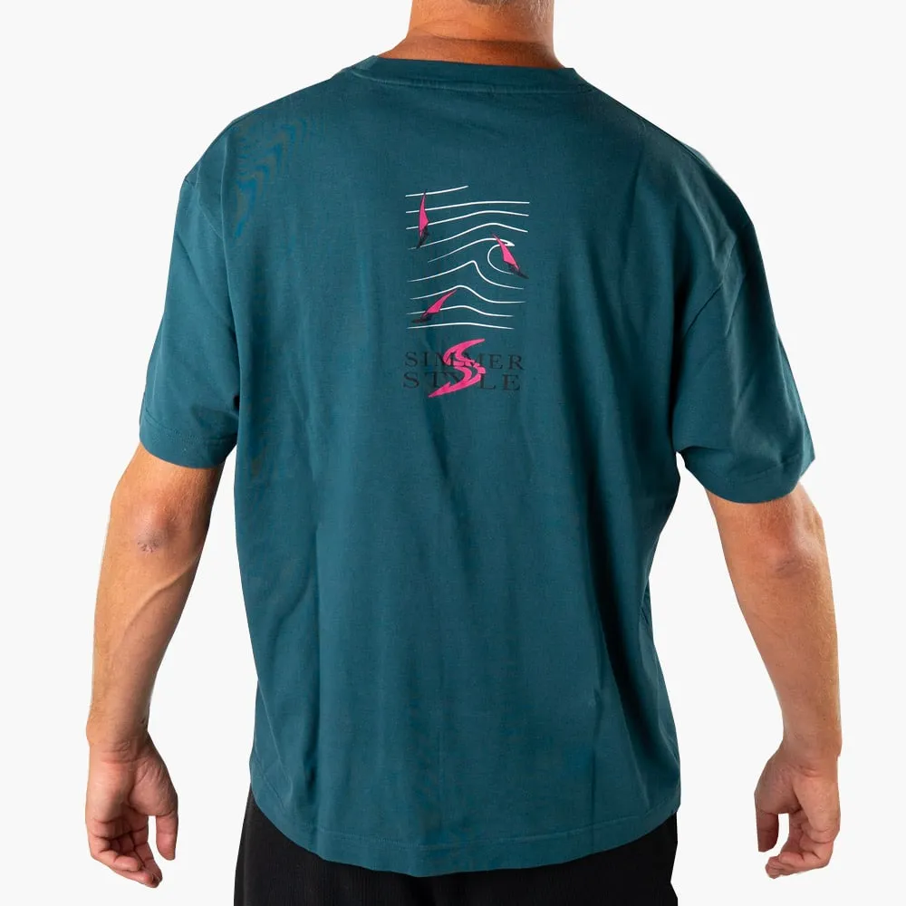 Simmer Style Epic Lines t-shirt cotone teal 220 gsm