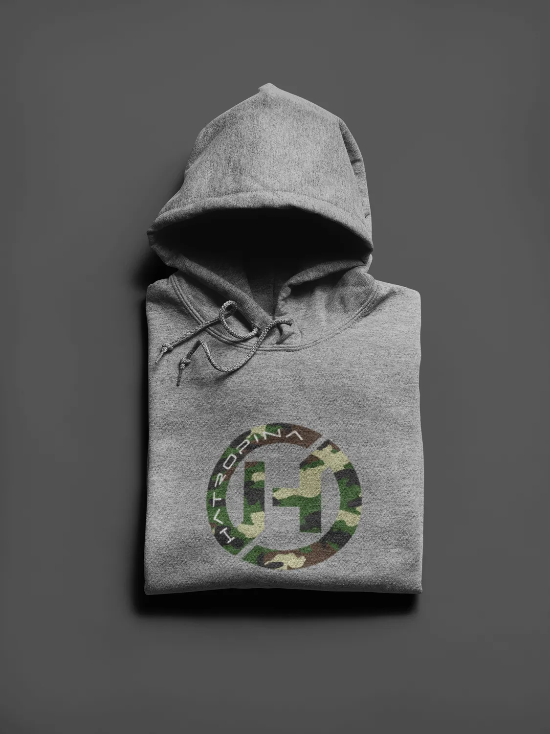 Hatropina Logo Camo Felpa cappuccio grigia unisex