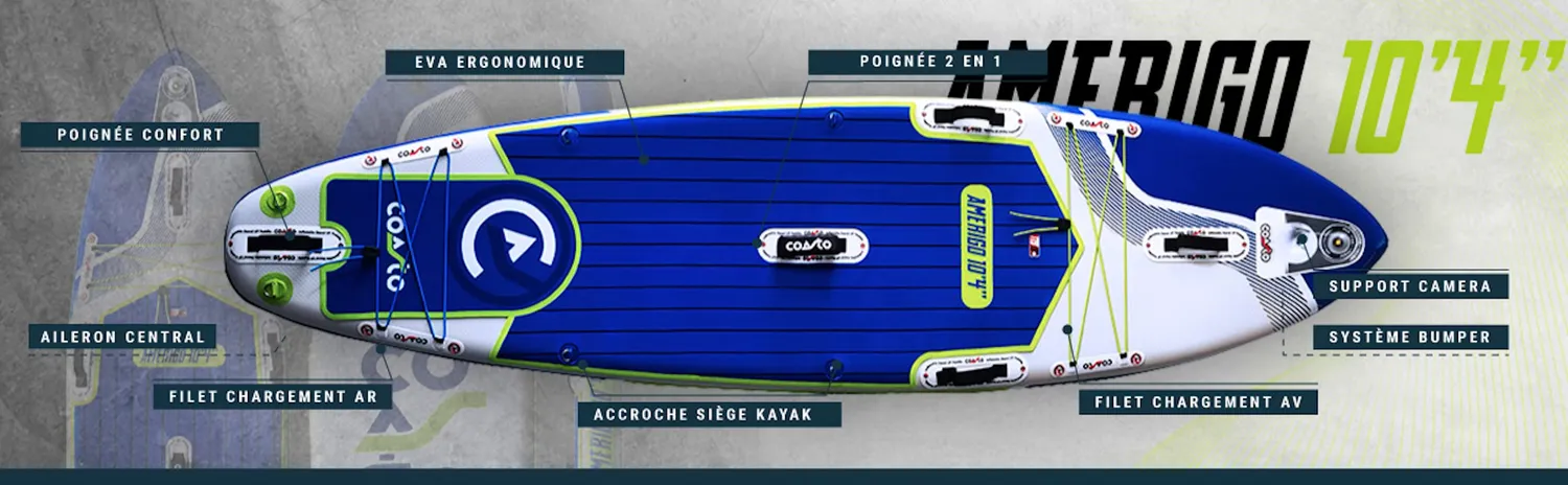 Coasto Amerigo SUP gonfiabile 10'4" blu bianco verde 125 kg