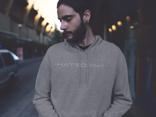 Hatropina felpa con cappuccio unisex grigia cotone bio