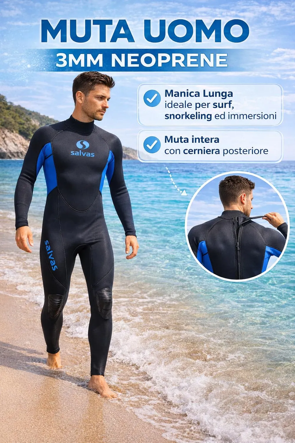 Salvas Iceman 3mm muta uomo neoprene taglia S