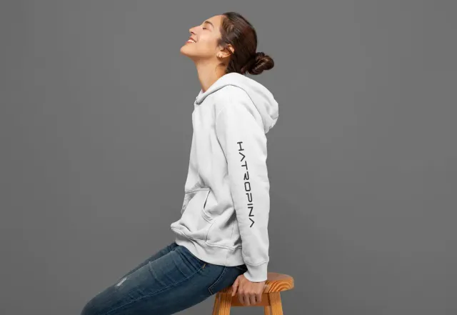 Hatropina W Logo Team felpa zip bianca cotone