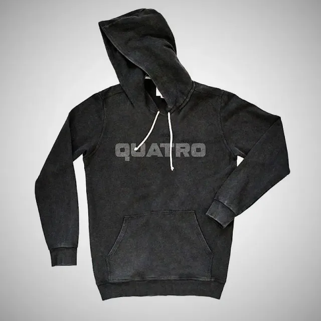 Quatro Hoodie Blk felpa cotone nera S-XL