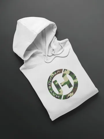 Hatropina Logo Camo felpa cappuccio bianca cotone