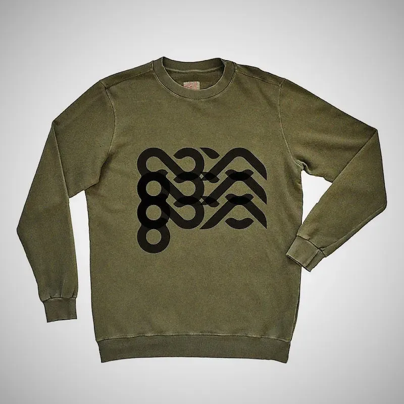 Goya Sweater felpa uomo cotone verde oliva stampa nera