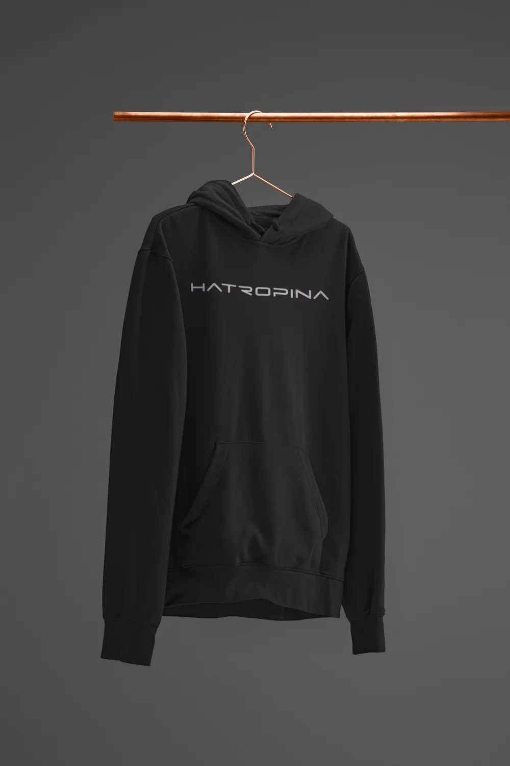 Hatropina felpa cappuccio unisex nera cotone bio