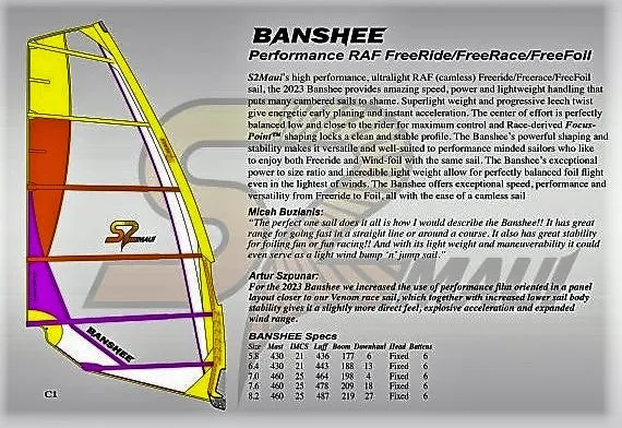S2Maui Banshee 2023 vela freeride senza camber