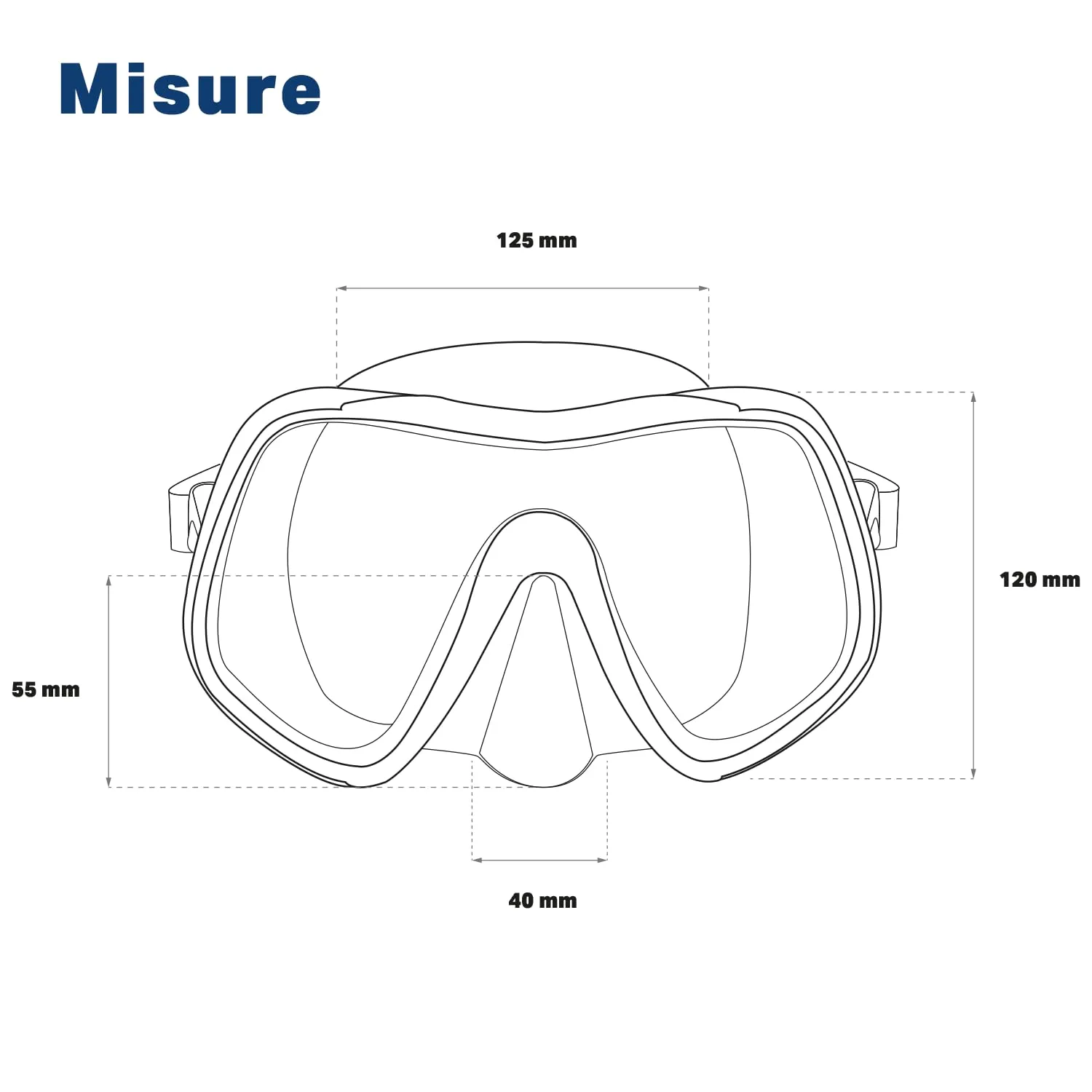 Salvas Pacific maschera sub blu monovetro visi larghi