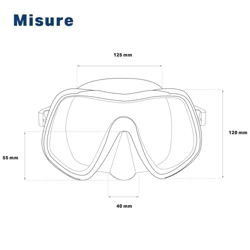 Salvas Pacific maschera sub blu monovetro visi larghi