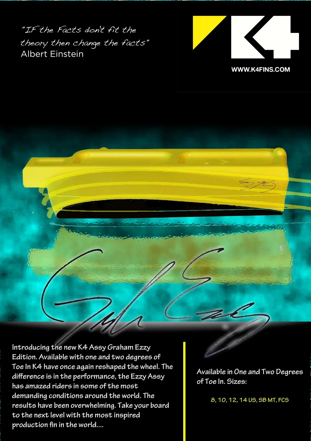 K4 Ezzy Asymmetric Front pinne windsurf coppia Dynamic Flex