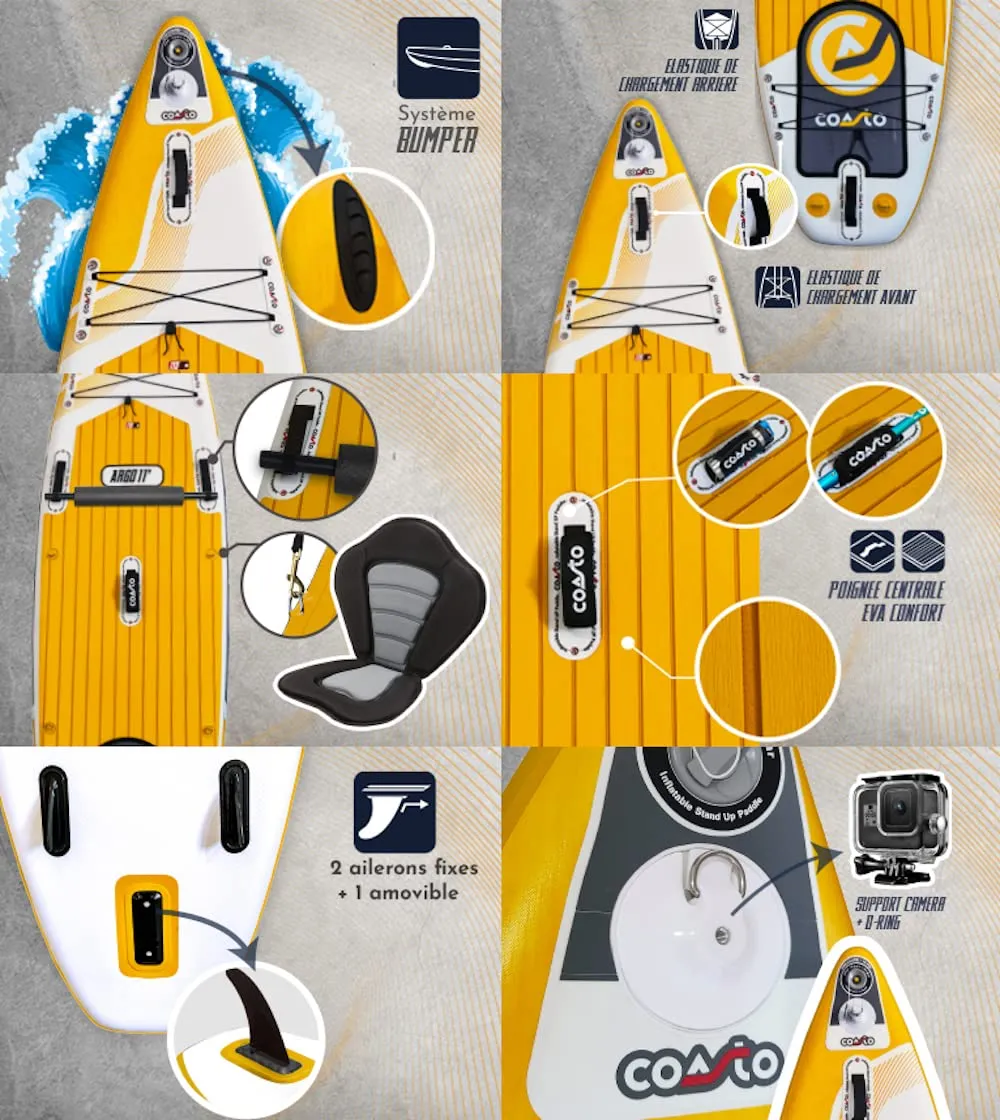 Coasto Argo 11' tavola SUP gonfiabile gialla 335 cm