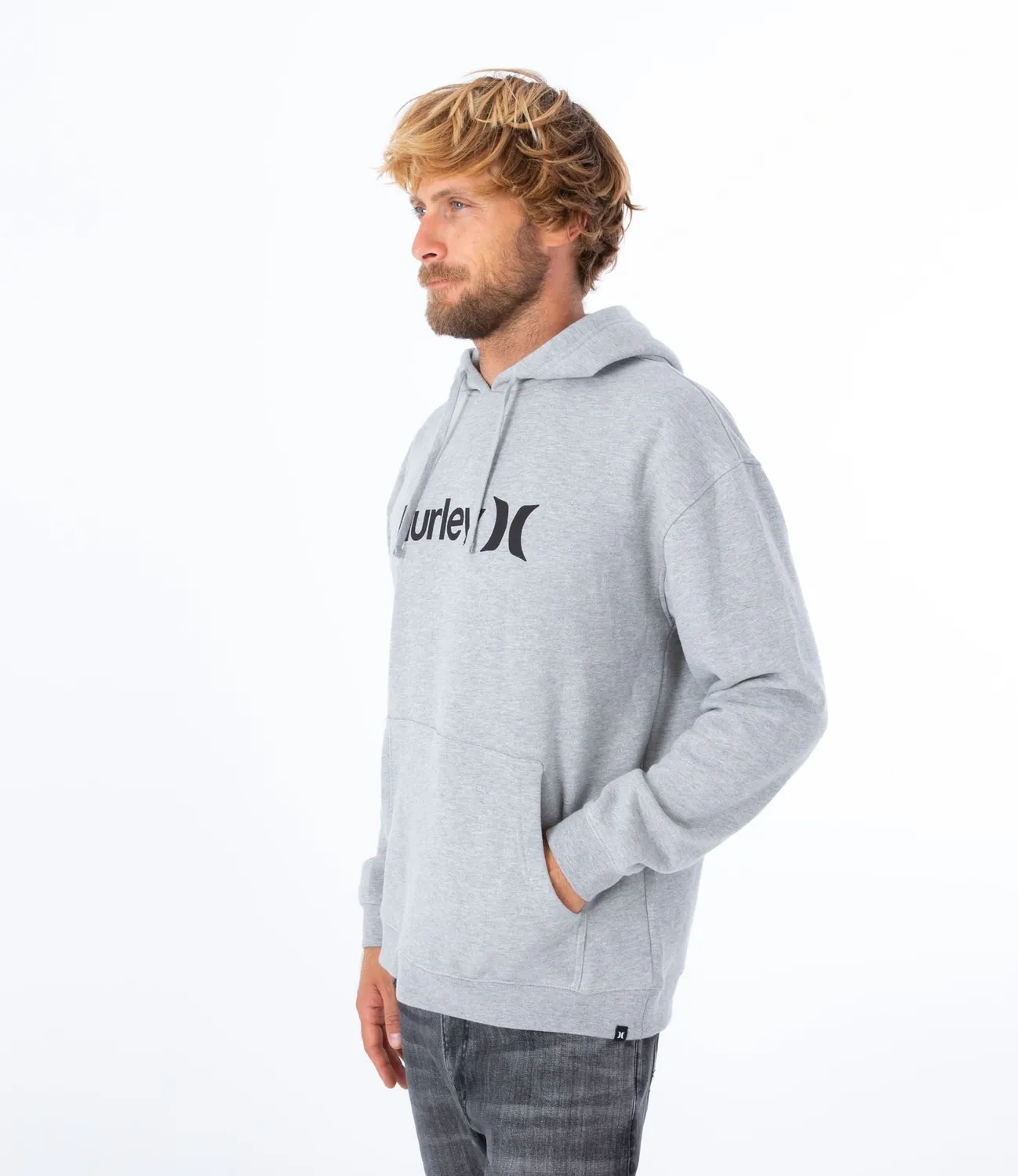 Hurley O&O Solid Core felpa cappuccio uomo grigia