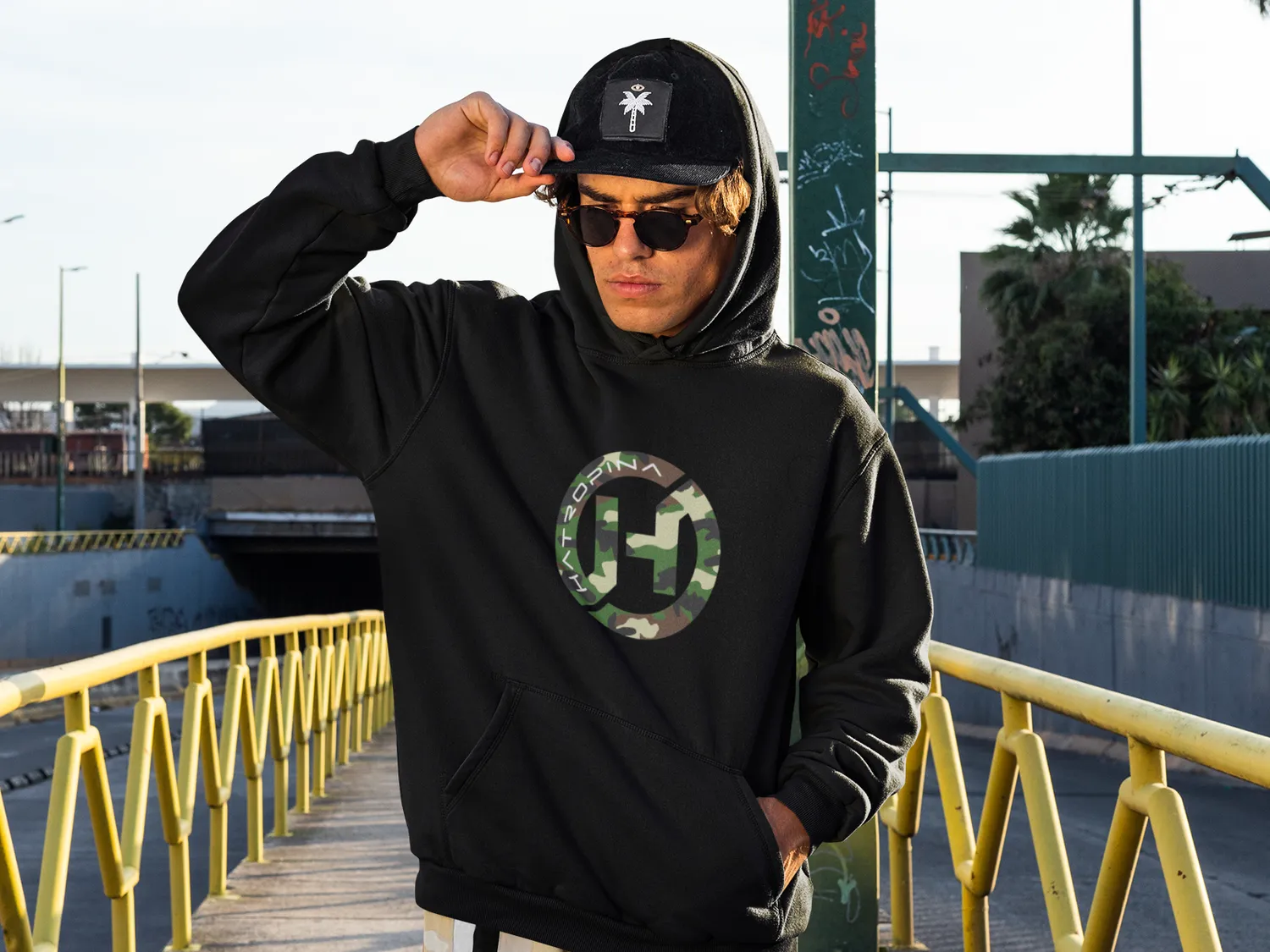 Hatropina Logo Camo B felpa cappuccio nera