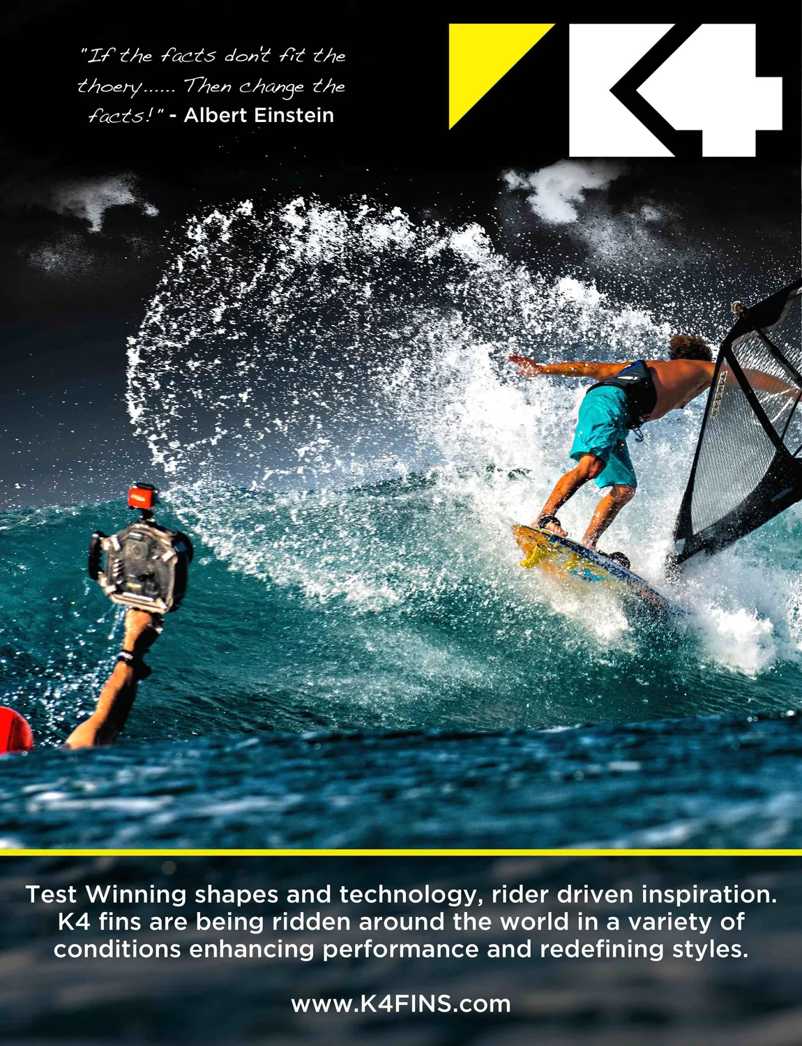 K4 Ezzy Asymmetric Front pinne windsurf coppia Dynamic Flex