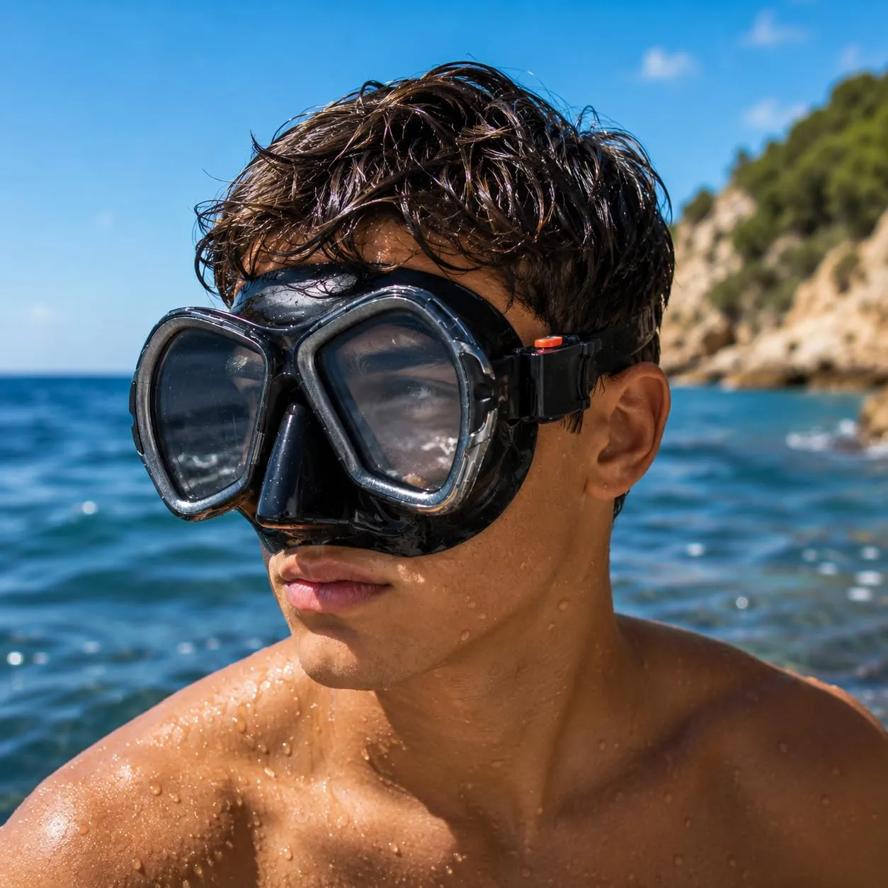 Salvas Phoenix maschera sub nera doppia lente silicone