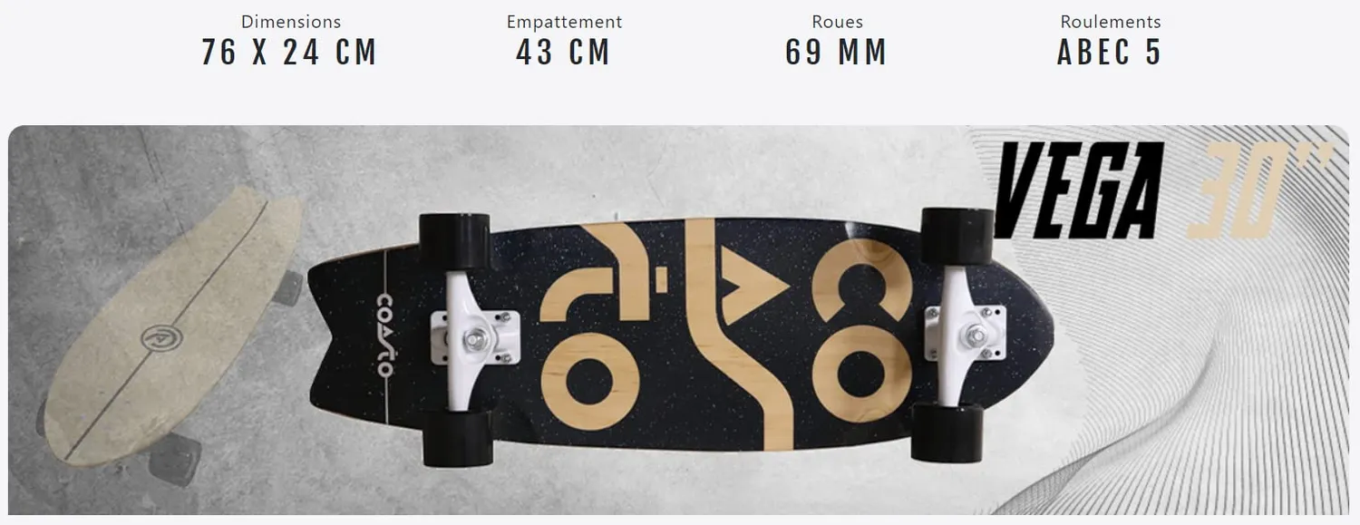 Coasto Vega 30" surfskate tavola acero 7 strati