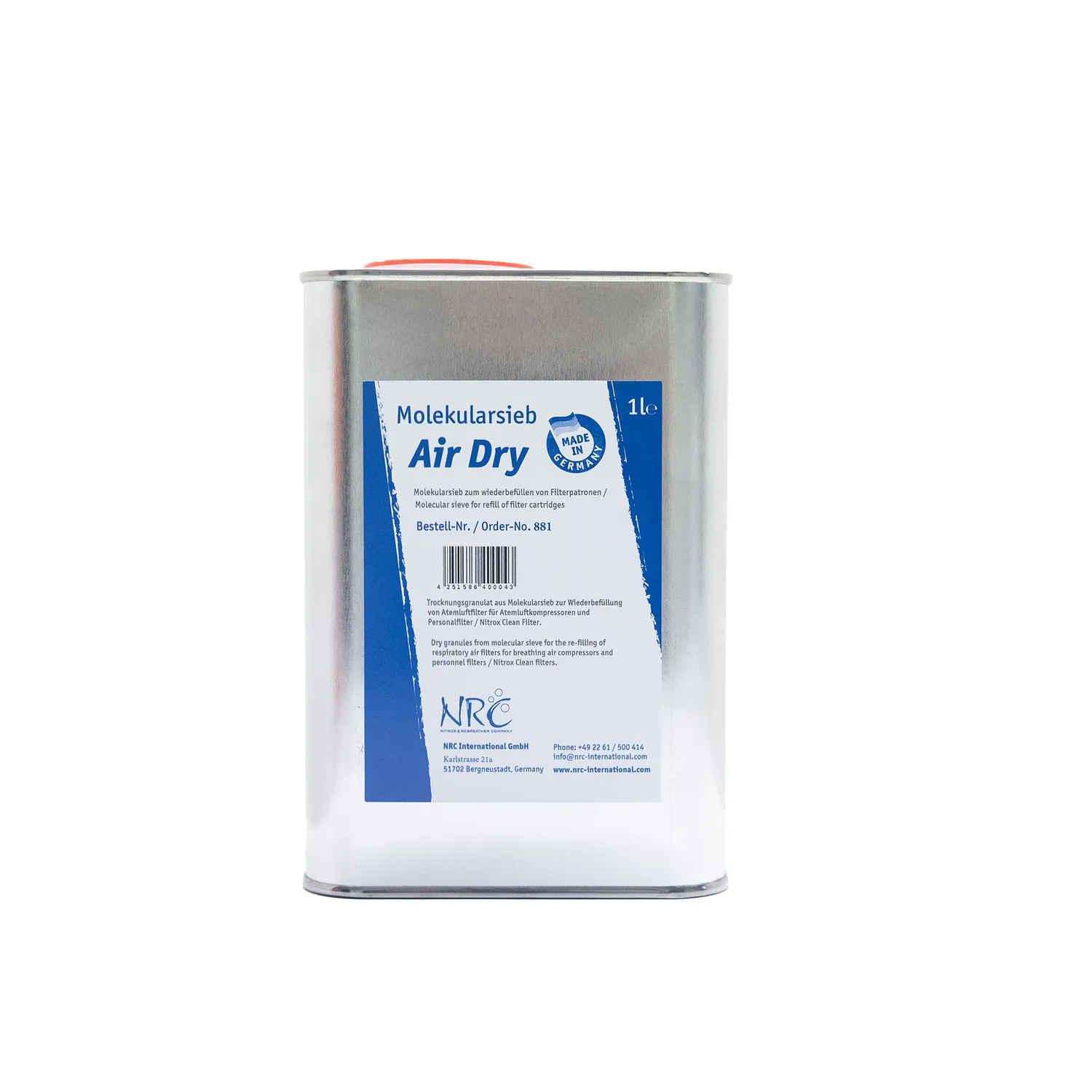 NRC Premium Grade Setaccio molecolare 1 L ricaricabile