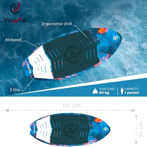 Coasto Coast Opal wakesurf rigido con pad EVA