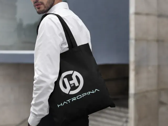Hatropina shopper borsa cotone nera 40x42 tracolla