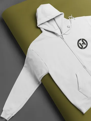 Hatropina W Logo Team felpa zip bianca cotone