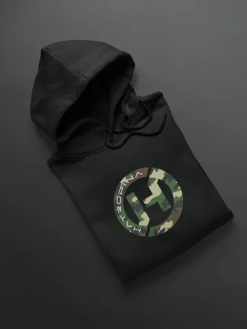 Hatropina Logo Camo B Felpa Cappuccio Nera Unisex